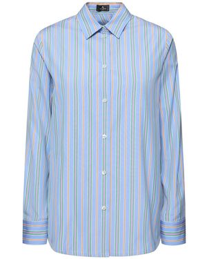 Etro Striped Cotton Poplin Shirt - Blue
