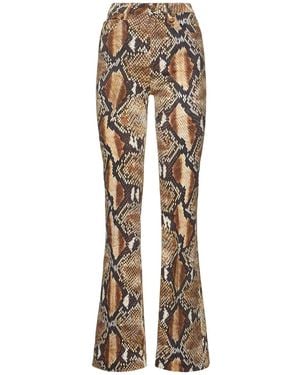 Roberto Cavalli Damen Plissierte Hose Aus Stretch- Denim - Mehrfarbig