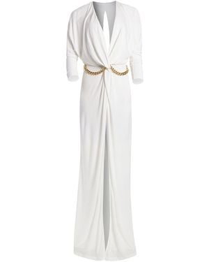 Dundas Garbo Viscose Jersey Long Dress W/Chain - White