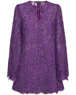 Dolce & Gabbana Lace Mini Dress - Purple