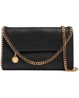Stella McCartney Falabella Mini Schultertasche Aus Gebürstetem Kunstleder - Schwarz