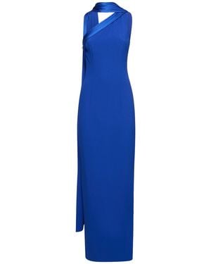 Roland Mouret ワンショルダーサテンクレープドレス - ブルー