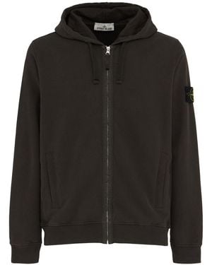 Stone Island Uomo Brushed Cotton Sweatshirt Hoodie - Black