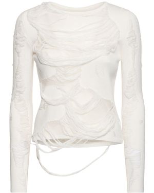 MM6 by Maison Martin Margiela Distressed Cotton Blend Top - Natural