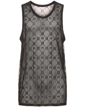 Marine Serre Glittered Regenerated Mesh Tank Top - Grey