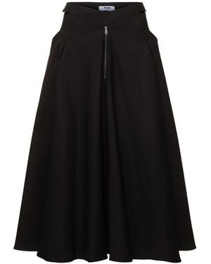 MSGM Stretch Cotton Midi Skirt - Black