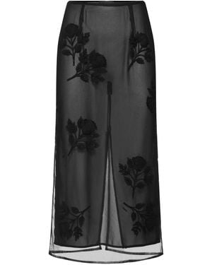 Blumarine Transparenter Midirock Mit Blumenstickerei - Mehrfarbig