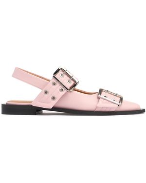 Ganni Feminine スリングバックフラットミュール 20mm - ピンク