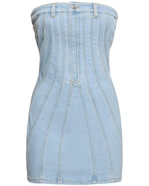 Mugler ストレッチデニム ストラップレス ミニドレス - ブルー