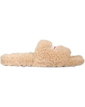 Balenciaga Furry 人工シアリングスライドサンダル 10mm - ナチュラル