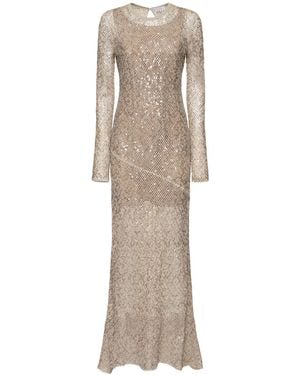 Brunello Cucinelli Sequined Open Back Long Dress - Natural