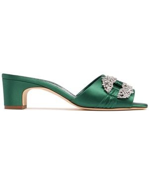 Manolo Blahnik Prinap サテンミュール 50mm - グリーン