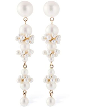 Sophie Bille Brahe 14kt Tulip Perle パールピアス - ホワイト