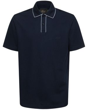 Brioni コットンピケポロ - ブルー