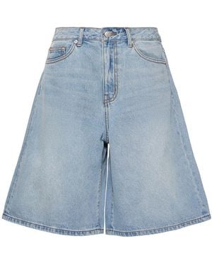 DUNST Damen Bermudashorts Aus Baumwolldenim - Blau