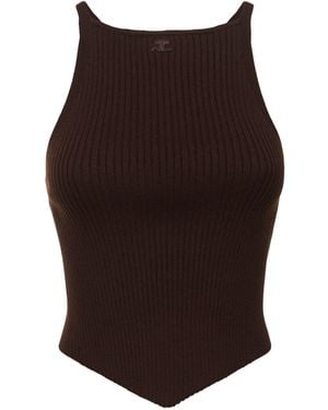 Courreges リブニットタンクトップ - ブラウン