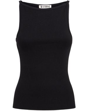 ÉTERNE Damen Tanktop Aus Baumwollmischjersey „Iris“ - Schwarz