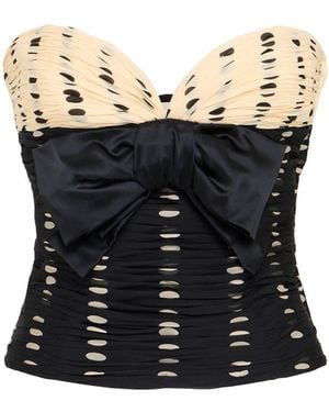 Valentino Printed Strapless Silk Chiffon Top - Black