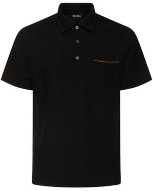 ZEGNA Polohemd Aus Baumwollpiqué "pure" - Schwarz