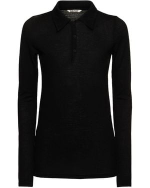 AURALEE Amunzen Wool Polo - Black