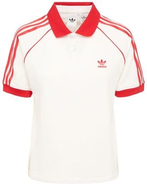 adidas Originals Cotton Blend Short Sleeve Polo - レッド