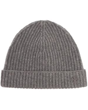 Tory Burch Cashmere Rib Knit Beanie Unique - Grey