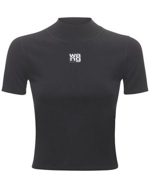 Alexander Wang T-shirt Aus Stretch-jersey Mit Logo - Schwarz