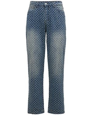 Jaded London Washed Distressed Skater Jeans - Blue