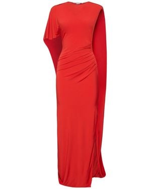 Stella McCartney アシンメトリージャージーケープドレス - レッド