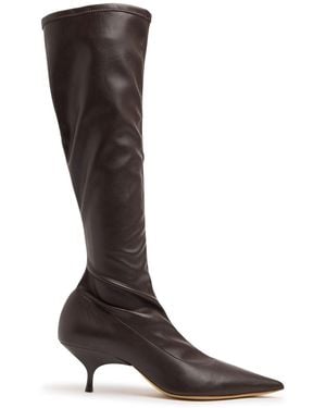 Gia Borghini Damen 50Mm Hohe Kunstlederstiefel „Hera“ - Braun