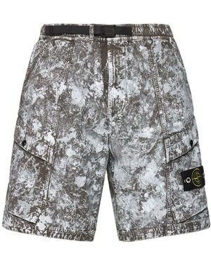 Stone Island Herren Bermudashorts Aus Strick - Grau