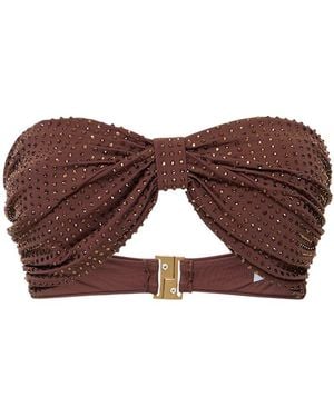 Self-Portrait Strapless Bikini Top With Rhin - Brown