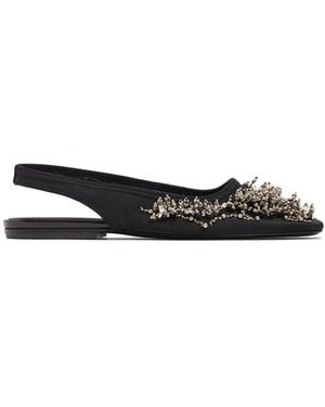 Dries Van Noten Damen 10Mm Flache Slingback-Schuhe Aus Besticktem Mesh - Schwarz
