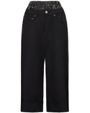 Junya Watanabe Wool Blend Serge & Satin Trousers - Black