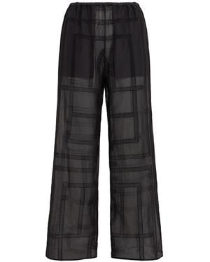 TOTEME Monogram Cotton & Silk Pyjama Trousers - Black