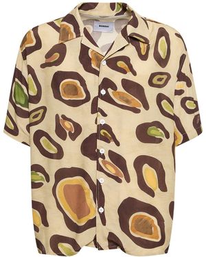 Bonsai Printed Viscose Oversize S/S Shirt - Natural