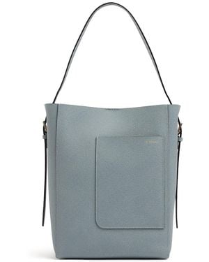 Valextra Medium Bucket Leather Shoulder Bag - Blue