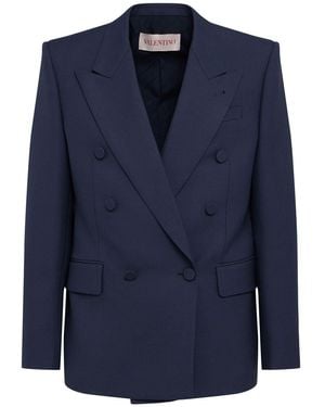 Valentino Herren Jacke Aus Wollgabardine - Blau