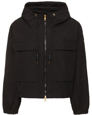 Moncler Sauvanフーデッドコットンブレンドジャケット - ブラック