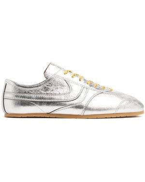 Dries Van Noten Metallic Leather Trainers - White