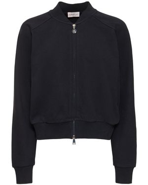 Moncler コットンフリースジッパー付きカーディガン - ブルー