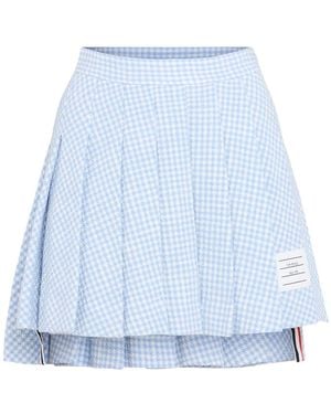 Thom Browne Pleated Gingham Tweed Mini Skirt - Blue