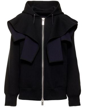 Sacai Damen Hoodie Aus Fleece - Schwarz