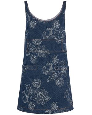 Etro Minikleid Aus Denim Mit Druck - Blau