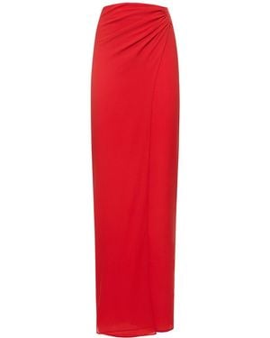 ANDAMANE Midirock Aus Stretch-seide Mit Druck "phoebe" - Rot