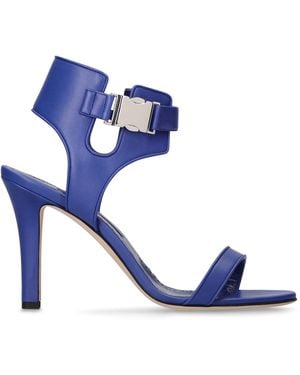 Manolo Blahnik 90mm Hohe Sandaletten Aus Leder "pollux" - Blau