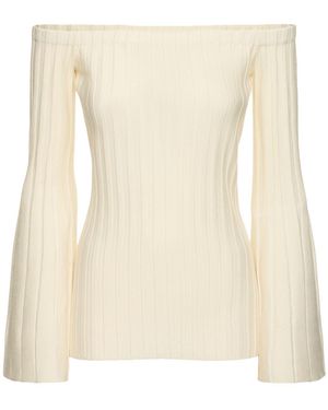 Gabriela Hearst Nelson Wool & Cashmere Rib Knit Top - Natural