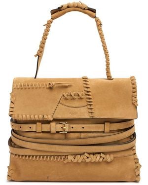 Moschino Damen Kleine Tasche Aus Leder „Tie Me“ - Braun