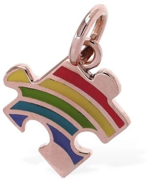 Dodo 9kt Roségold-anhänger Mit Emaille "puzzle" - Mehrfarbig