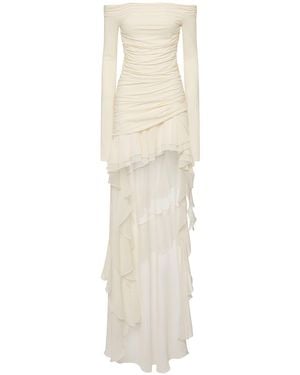 Blumarine Midikleid Mit Rüschen - Weiß
